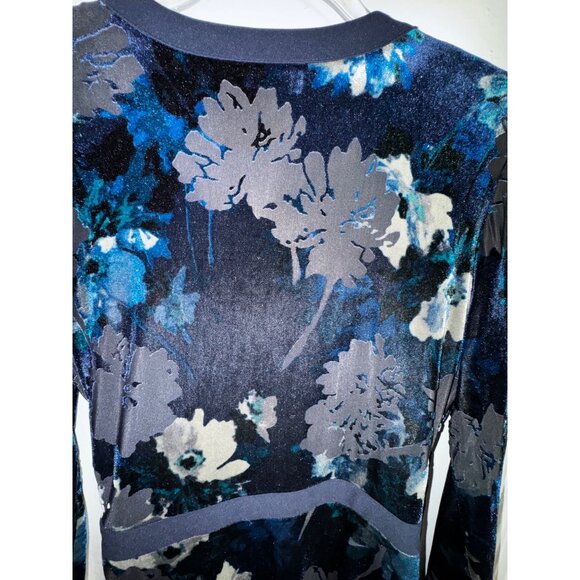 Tommy Hilfiger Floral Wrap Dress‎ Size 8 Navy Blue Grey Sexy Stretch Velvet Cute - Picture 4 of 8